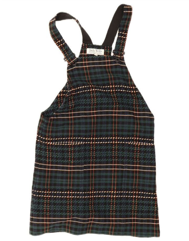 Jack Wills Vestido Dungaree para Mujer UK 8 Pequeño Poliéster a Cuadros Verdes