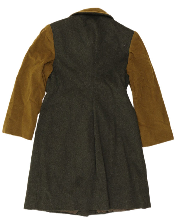 Vintage mujer abrigo Reino Unido 10 pequeño bloque de color verde