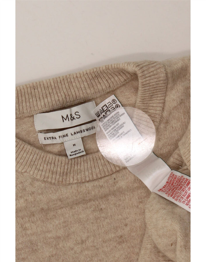 Marks & Spencer Jersey De Cuello Redondo Para Hombre De Lana De Cordero Beige Medio