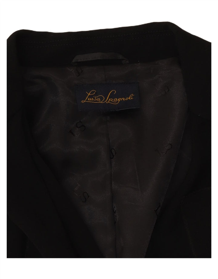 LUISA SPAGNOLI Womens 1 Button Blazer Jacket UK 14 Medium Black Polyester Vintage Luisa Spagnoli and Second-Hand Luisa Spagnoli from Messina Hembry 