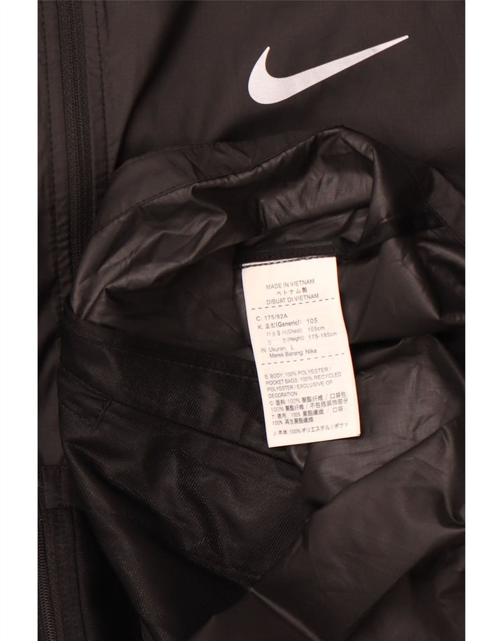 NIKE Chaqueta impermeable con capucha para hombre UK 40 Large Poliéster negro