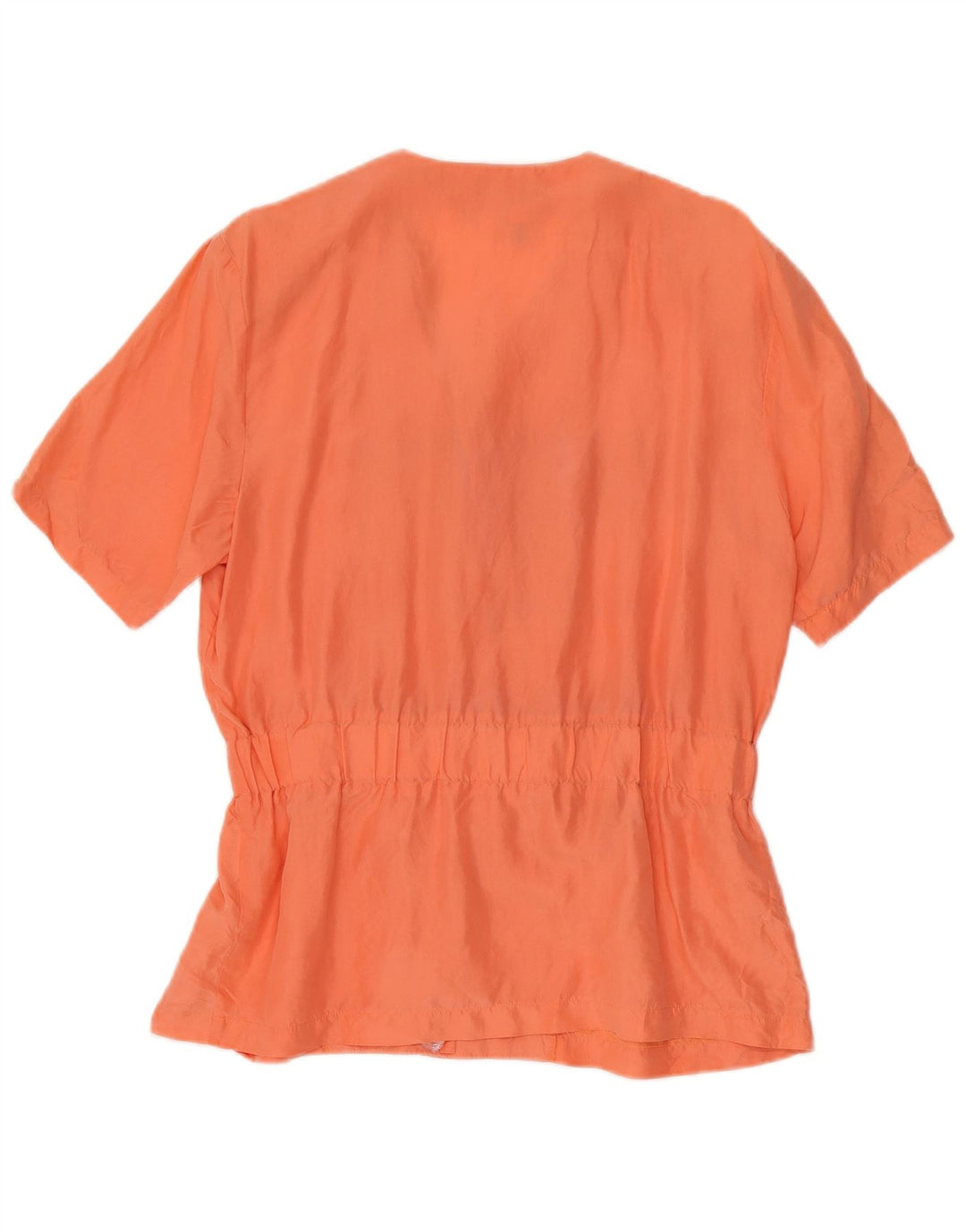 Vintage mujer manga corta blusa Top Reino Unido 12 seda naranja mediana