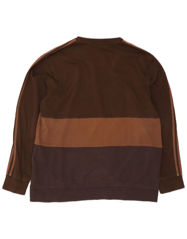 Adidas Hombre Sudadera Jumper 2XL Marrón Colorblock Algodón