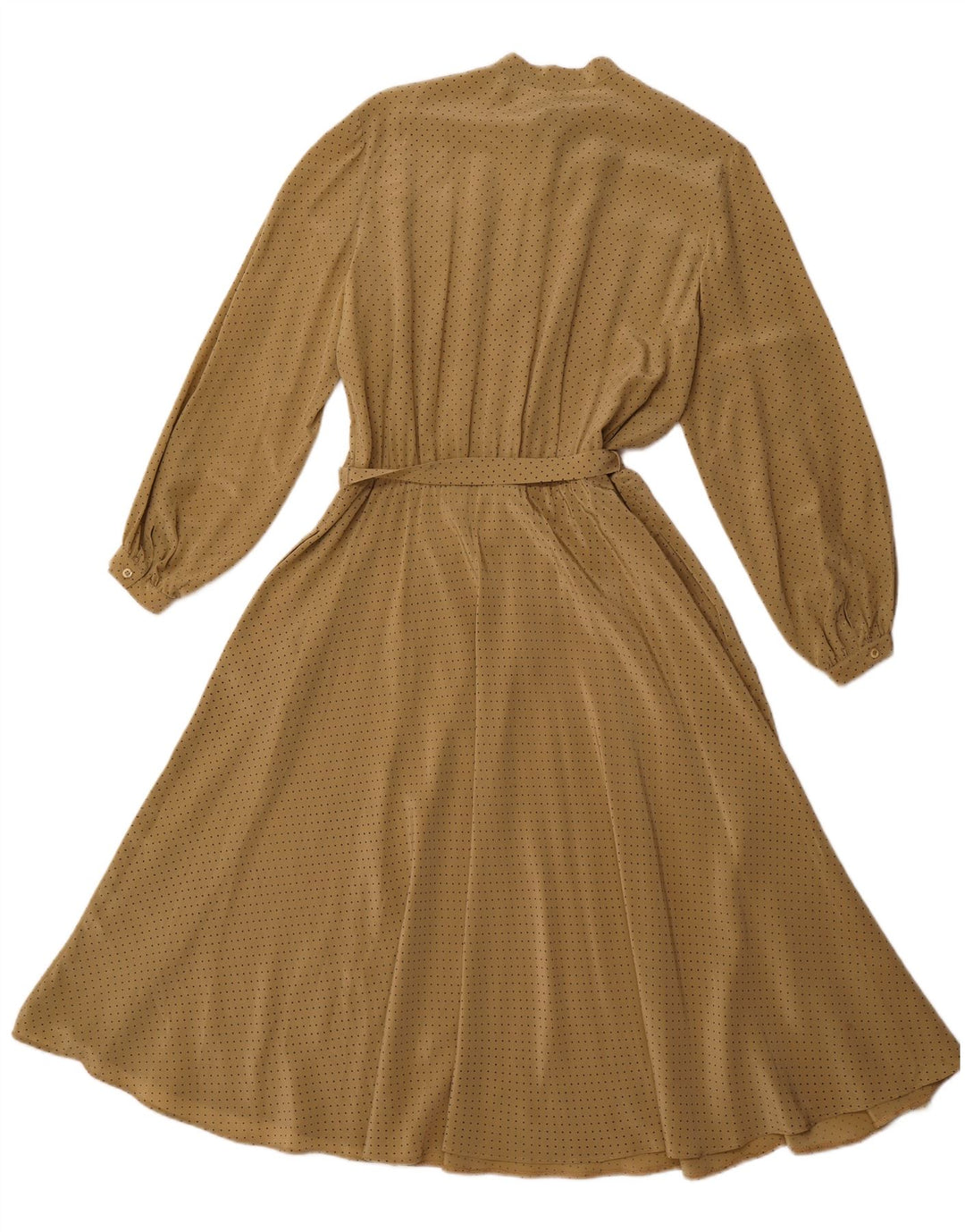 VINTAGE Vestido maxi de manga larga con lazo frontal para mujer EU 44 XL Marrón manchado