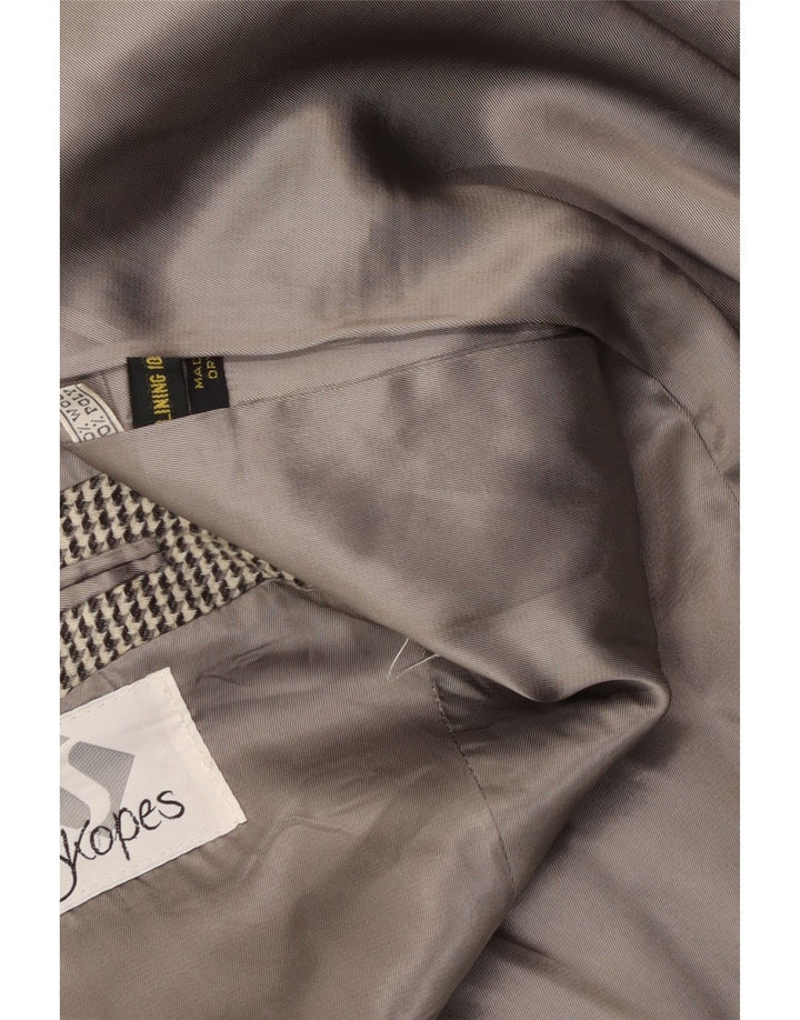 Vintage hombres 2 botones Blazer chaqueta Reino Unido 40 lana de pata de gallo gris grande
