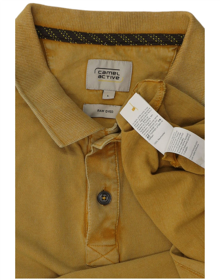 Camel Active Polo teñido en bruto para hombre, algodón amarillo grande