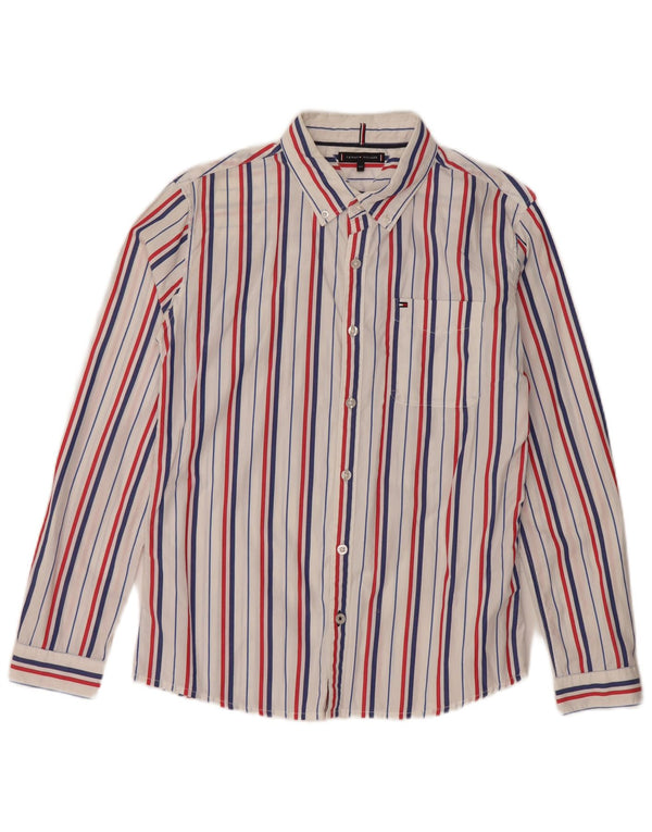 TOMMY HILFIGER Camisa para niño 13-14 años Blanco Algodón a rayas diplomáticas