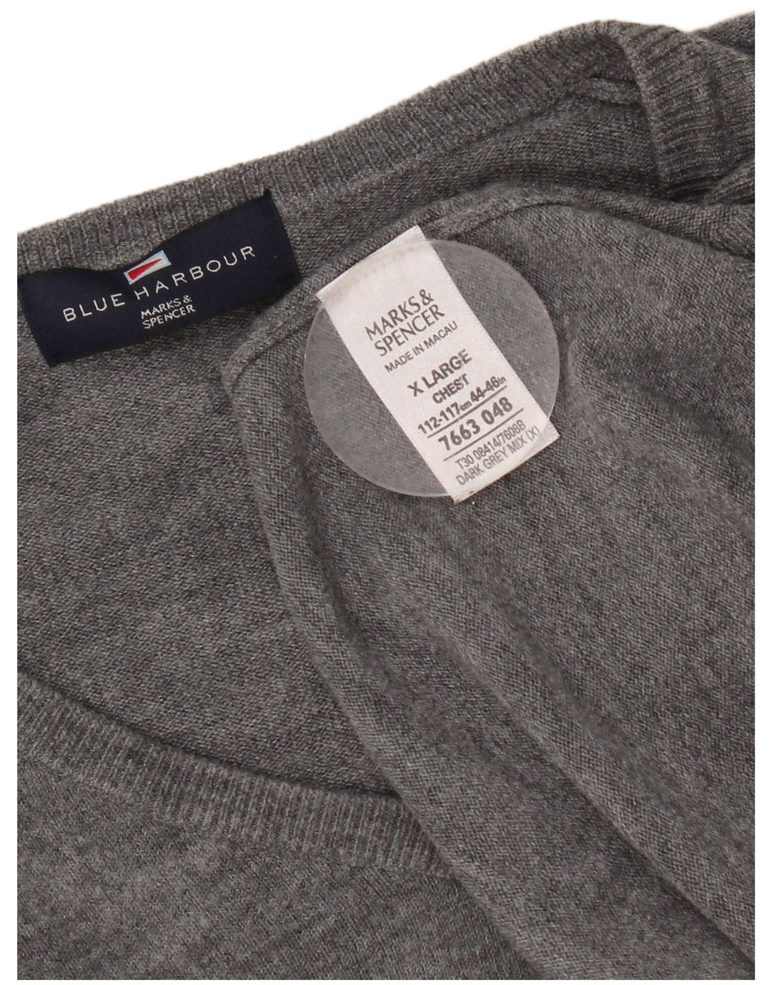 Marks & Spencer Jersey con cuello en V para hombre XL Acrílico gris