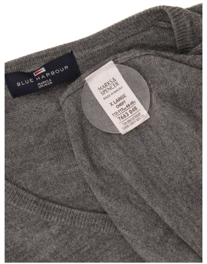 Marks & Spencer Jersey con cuello en V para hombre XL Acrílico gris