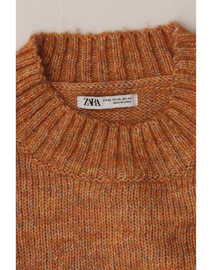 Zara Hombre Jersey Cuello Redondo Jersey XL Marrón Moteado