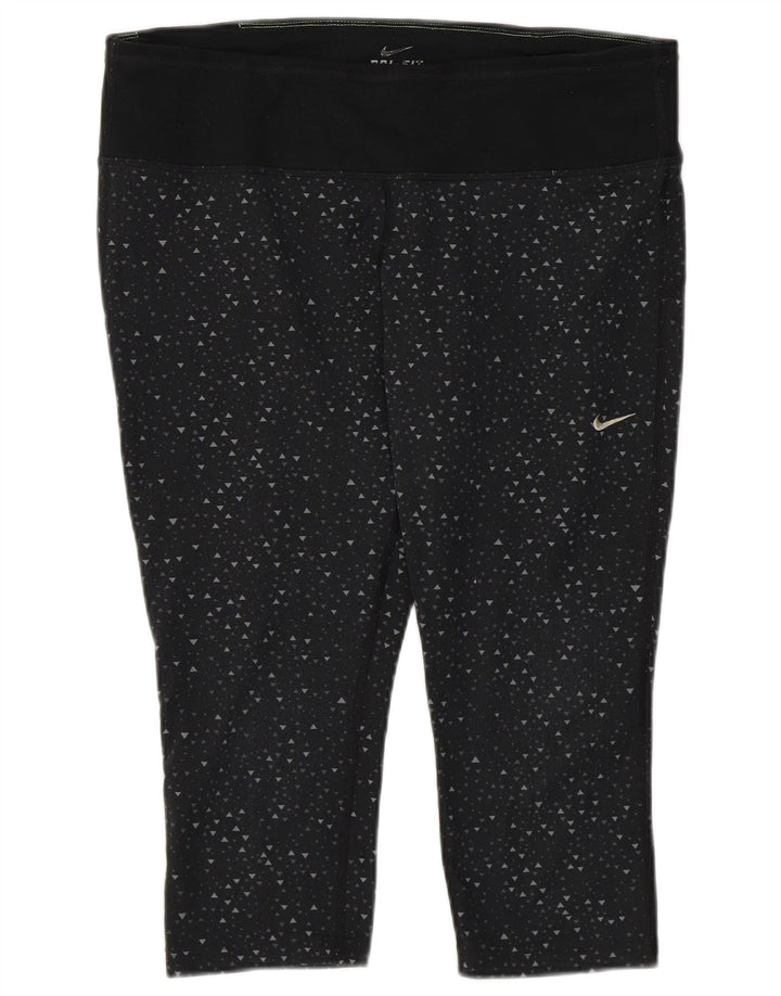 Nike - Leggings capri Dri Fit para mujer, talla 40, poliéster geométrico negro grande