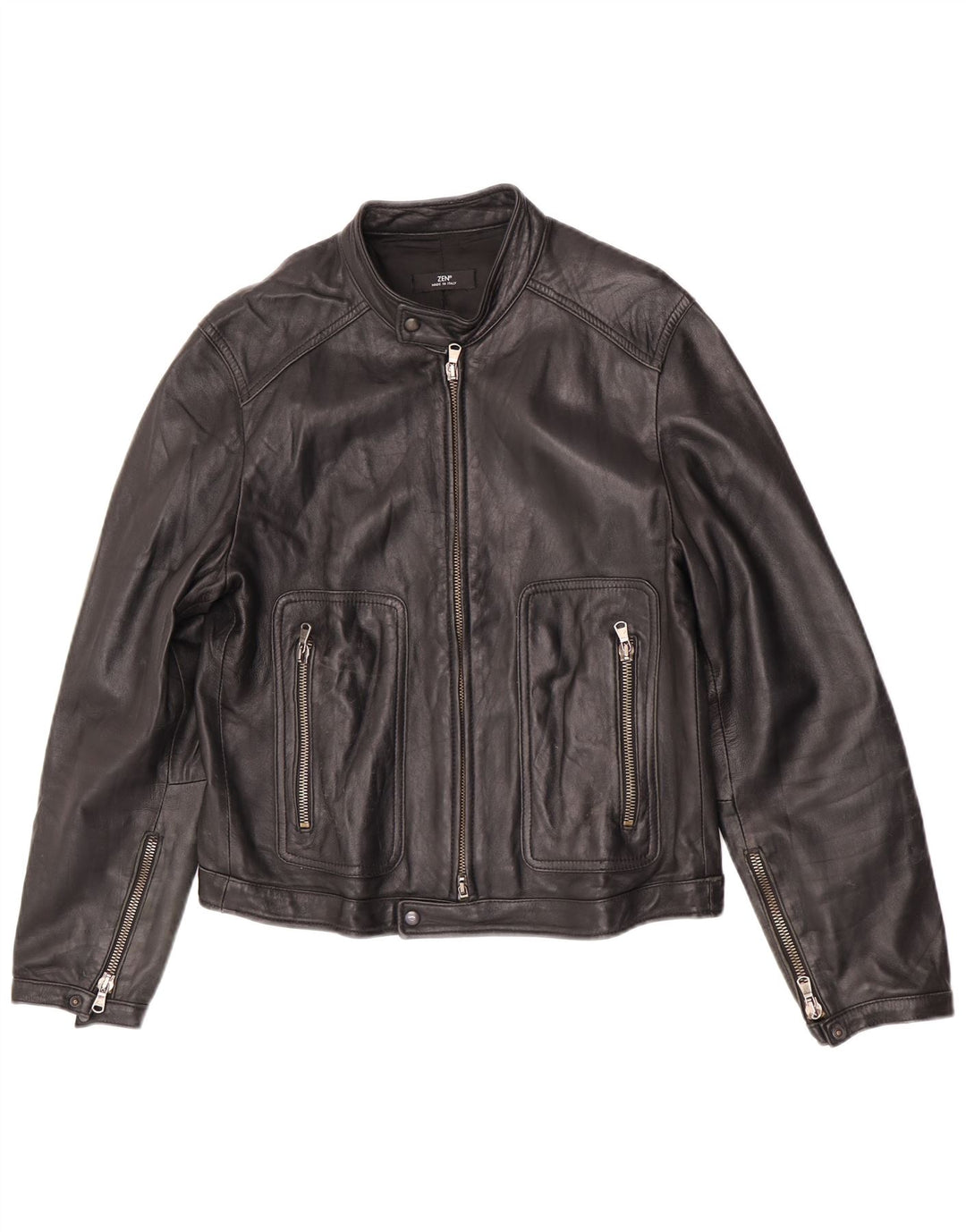 Chaqueta de cuero Zen para hombre EU 50 Cuero negro mediano