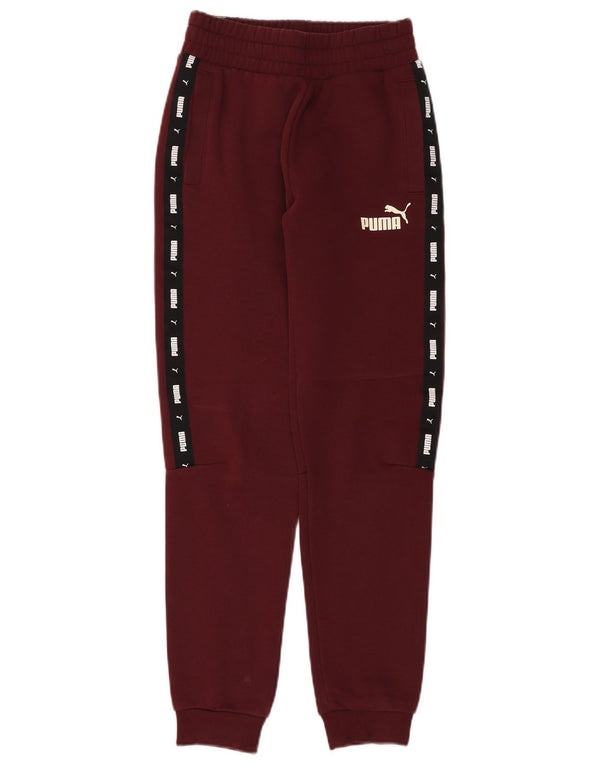 Puma Womens Graphic Tracksuit Trousers Joggers UK 6 XS Burgundy Colourblock