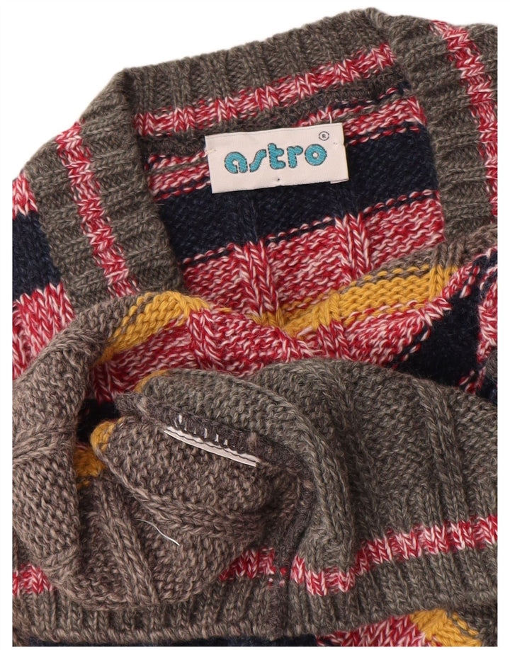 Vintage mujer Cardigan suéter Reino Unido 12 medio multicolor rayas