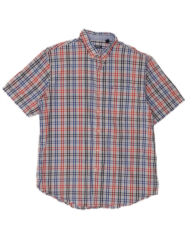 Izod Camisa De Manga Corta Para Hombre De Algodón Con Cuadros Multicolores