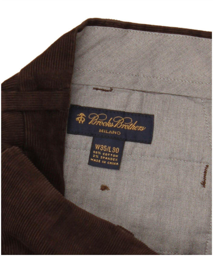 BROOKS BROTHERS Pantalón de traje recto para hombre W35 L30 Algodón marrón