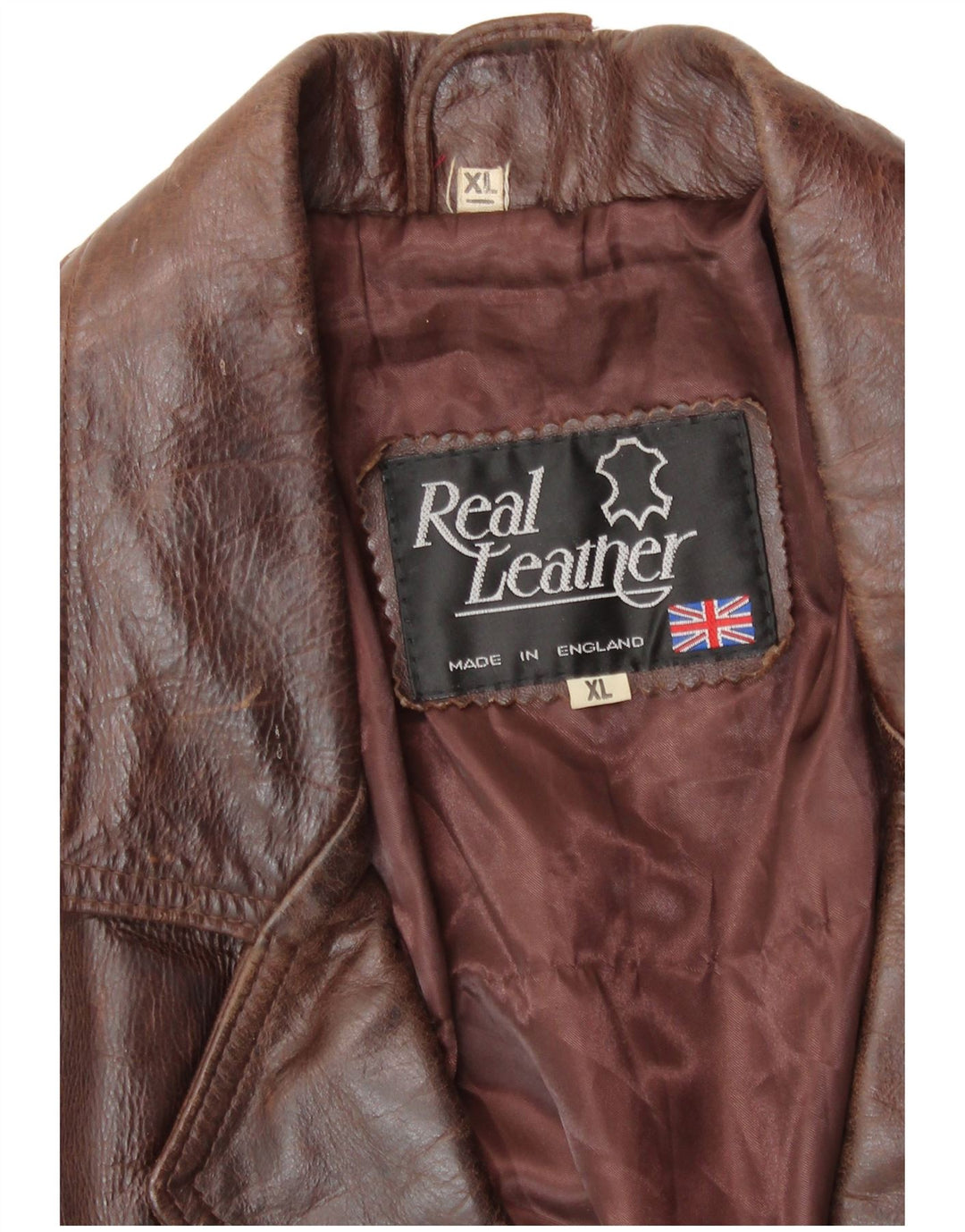 VINTAGE Chaqueta de cuero para hombre Reino Unido 42 XL Cuero marrón
