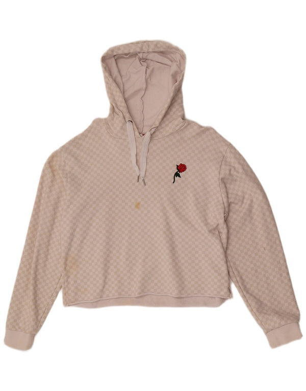 Vans - Jersey con capucha para mujer, talla grande, color blanco, algodón geométrico