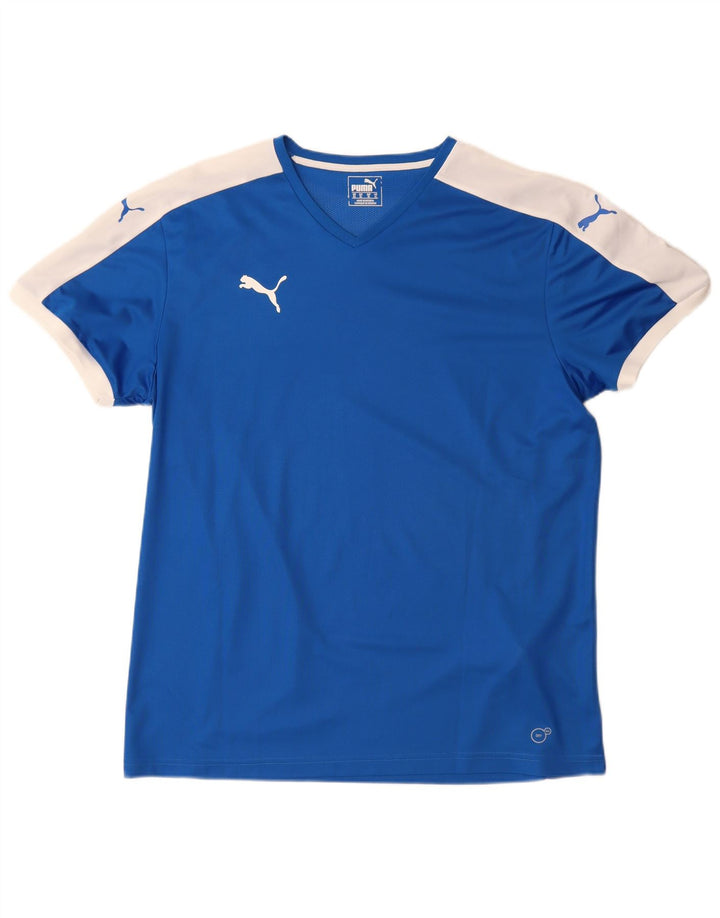 Puma Camiseta para hombre Top XL Azul Colorblock Poliéster