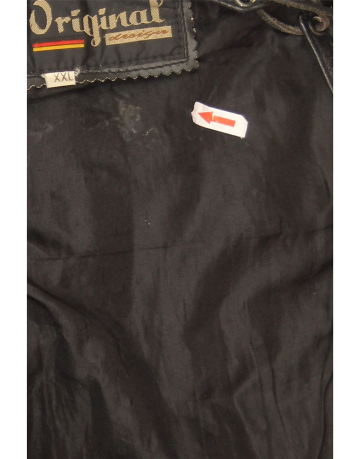 Vintage mujer cuero chaleco Reino Unido 20 2XL cuero negro