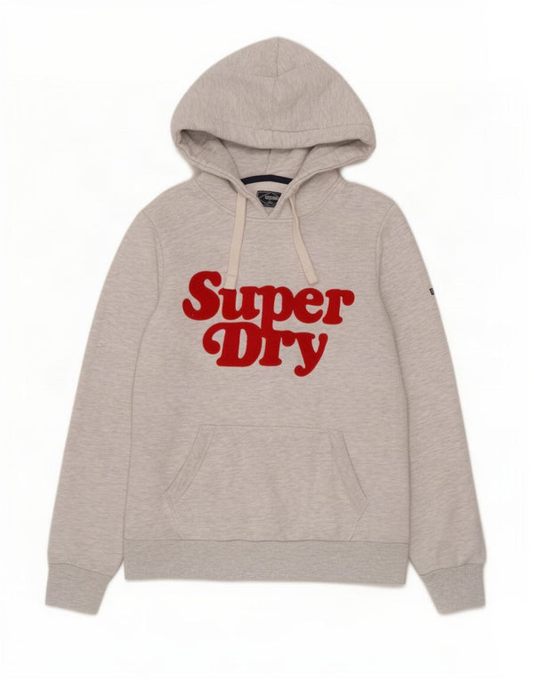 Superdry Womens Graphic Hoodie Jumper UK 8 Small Grey Cotton