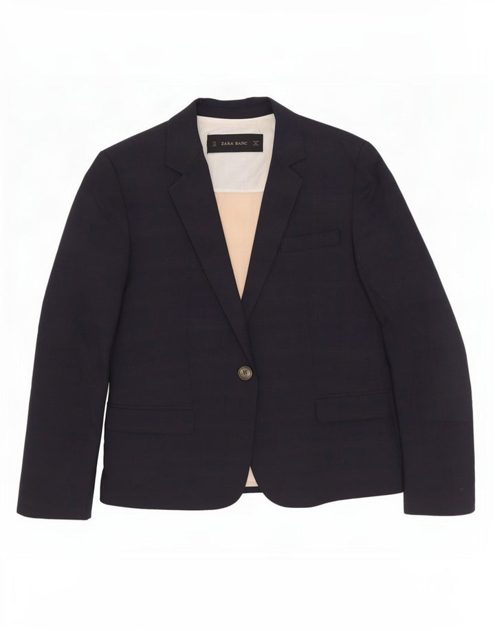 Zara - Chaqueta tipo blazer con 1 botón para mujer, Reino Unido 40, algodón azul marino mediano