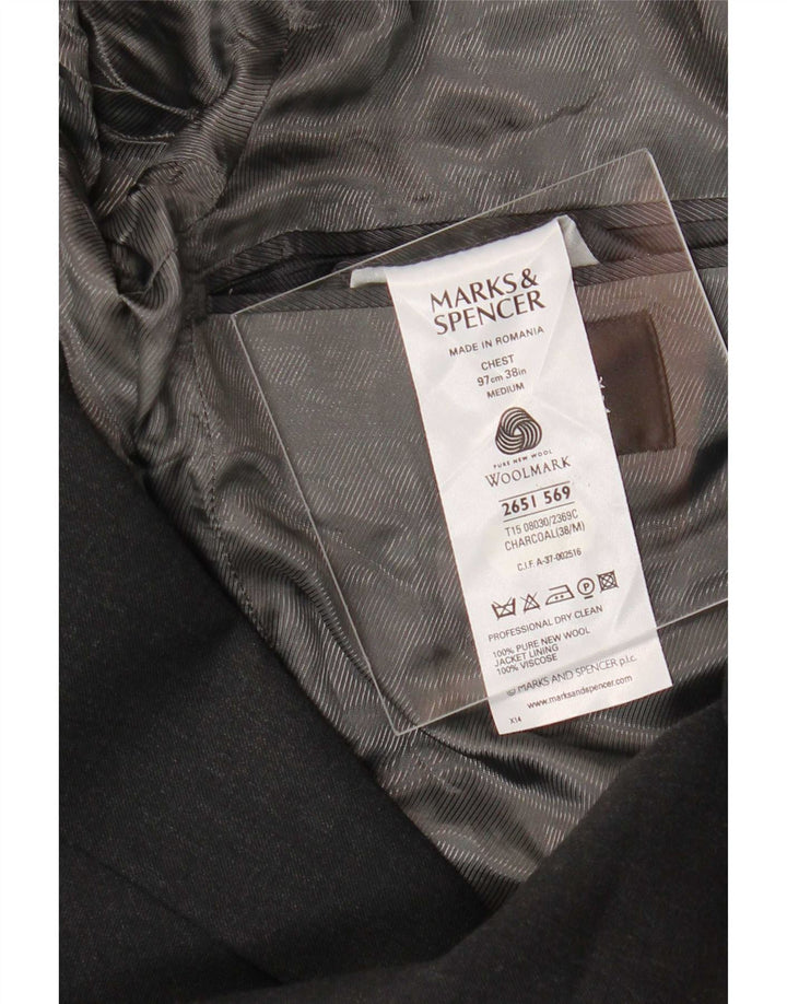 Marks & Spencer Chaqueta tipo blazer de 2 botones para hombre UK 38 Medium Black New Wool