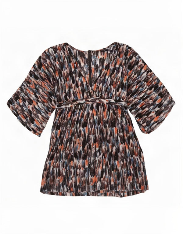 Zara Top tipo túnica con manga 3/4 y estampado abstracto para mujer, talla 40, talla grande, multicolor