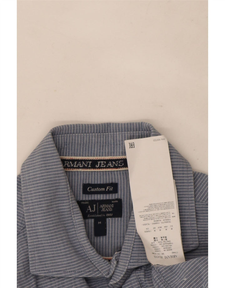 Armani Jeans Camisa Custom Fit para hombre de algodón a rayas azul medio