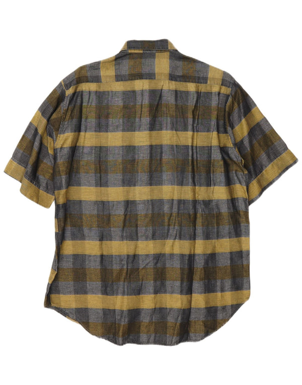 Sangiorgio Camisa Manga Corta Hombre Talla 40/15 Cuadros Gris Medio