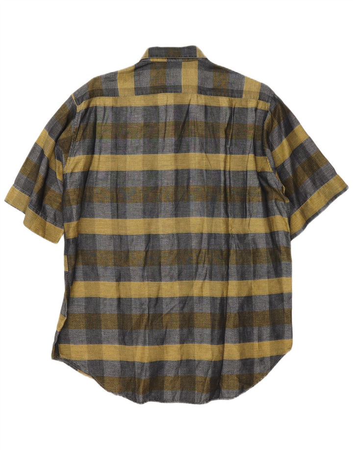 Sangiorgio Camisa Manga Corta Hombre Talla 40/15 Cuadros Gris Medio