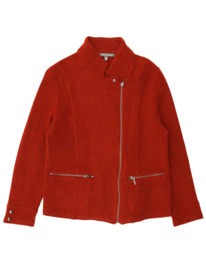 Laura Ashley Chaqueta Blazer de Punto con Cremallera Completa para Mujer UK 46 Grande Lana de Cordero Roja