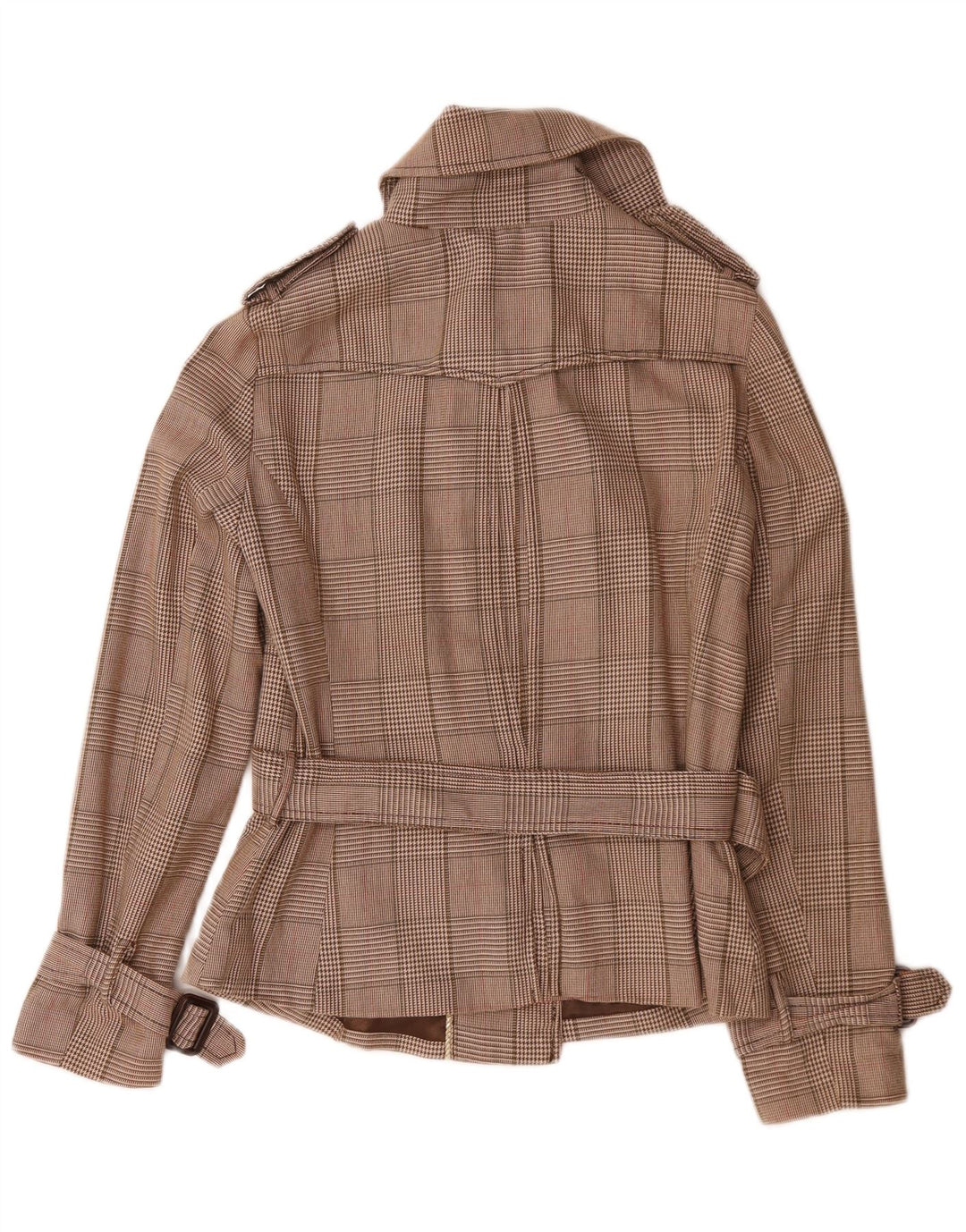 PEPE Jeans Chaquetón con cinturón para mujer UK 44 Algodón de pata de gallo marrón medio