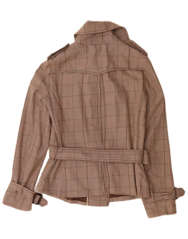 PEPE Jeans Chaquetón con cinturón para mujer UK 44 Algodón de pata de gallo marrón medio