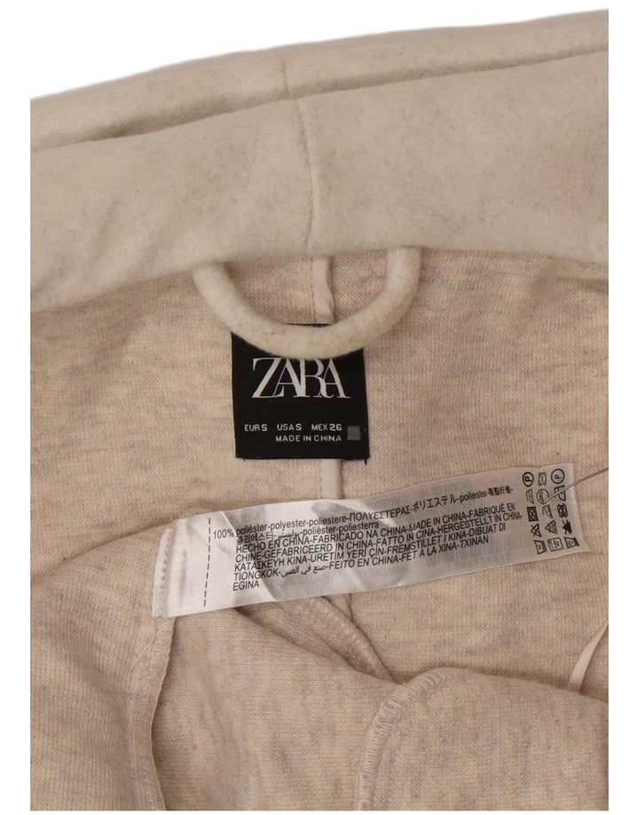 Zara Mujer Abrigo Extragrande De Doble Botonadura Con Capucha UK 10 Small Off White
