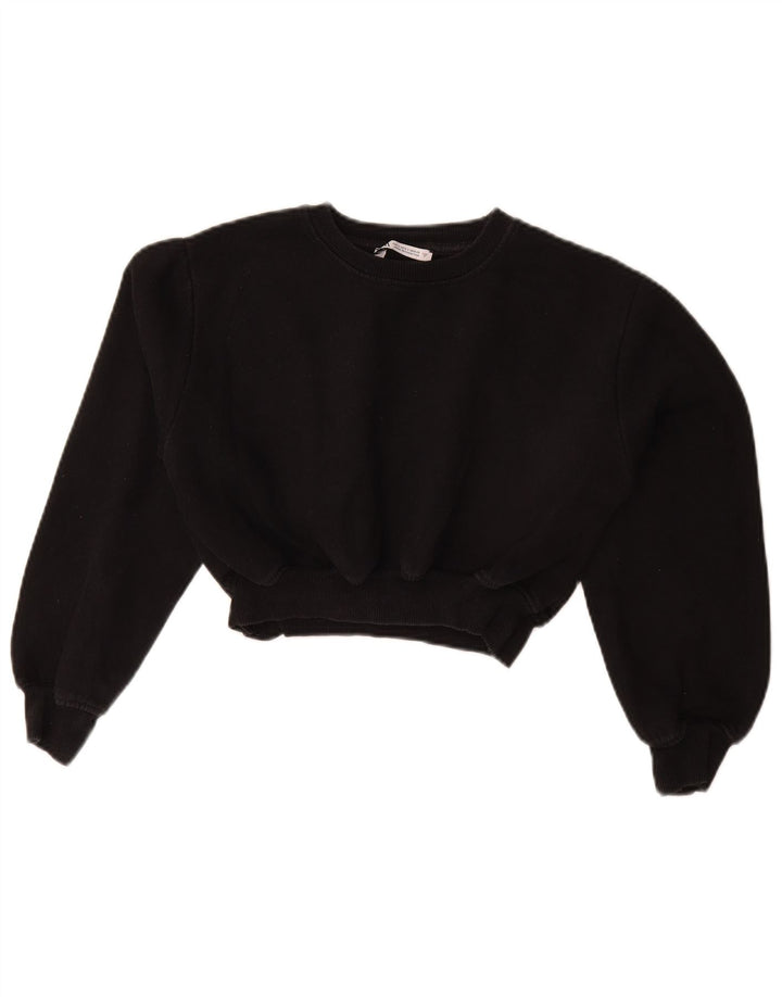 Zara Mujer Crop Sudadera Jumper UK 10 Small Negro