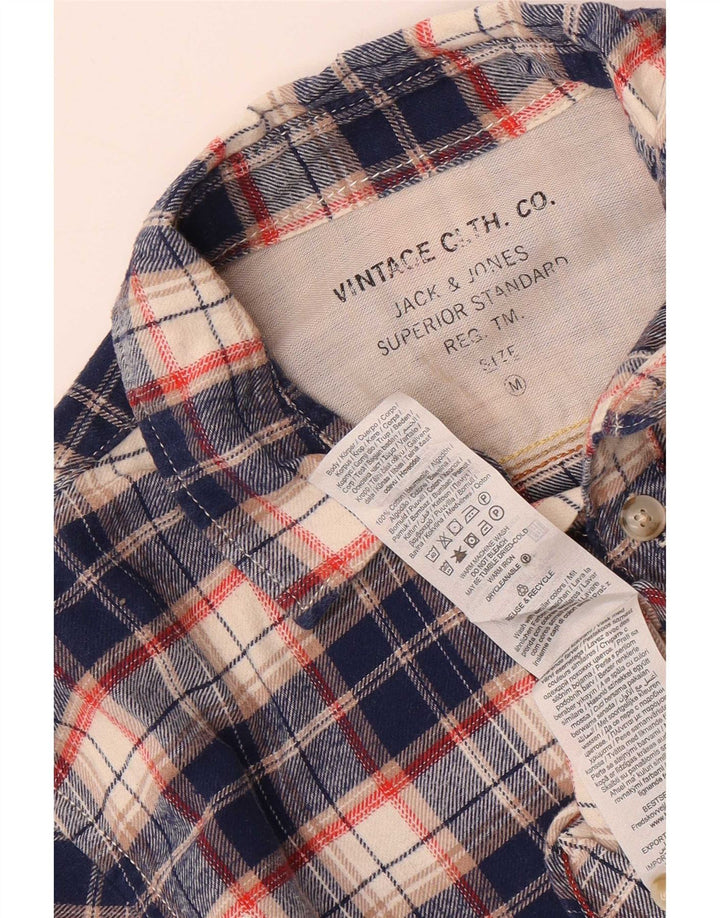 Jack & Jones Hombre Camisa De Franela De Algodón A Cuadros Azul Marino Mediano