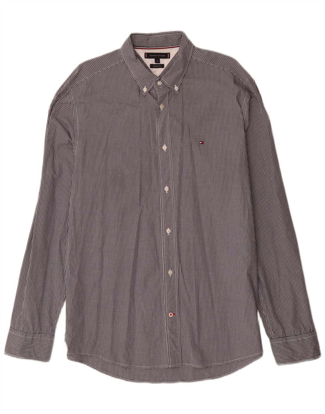 TOMMY HILFIGER Camisa de corte regular para hombre XL Gris Vichy