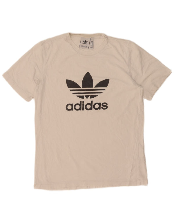 Adidas - Camiseta gráfica para hombre, talla pequeña, algodón blanco