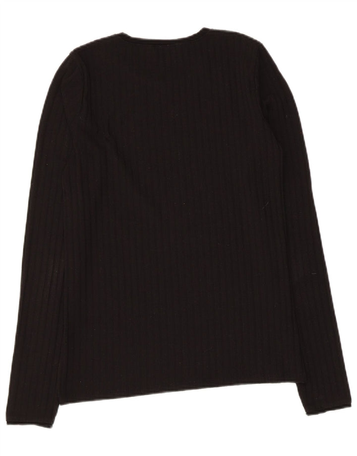 Zara Mujer Top Manga Larga UK 42 Mediano Negro