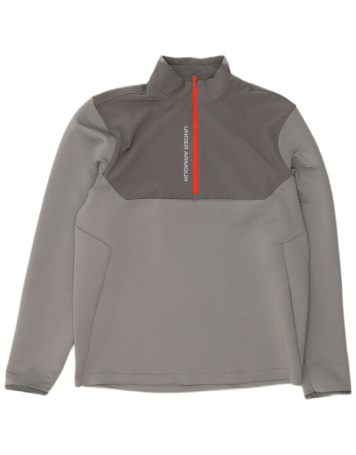 Under Armour Hombre Jersey Chándal Top Grande Gris Colorblock Deportes