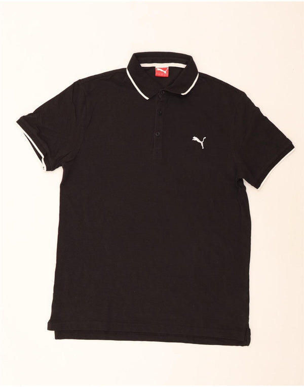 Puma Polo para hombre grande de algodón negro