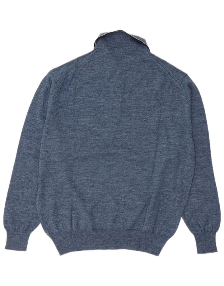 Canda Jersey tipo polo para hombre IT 48/50 Lana virgen azul medio