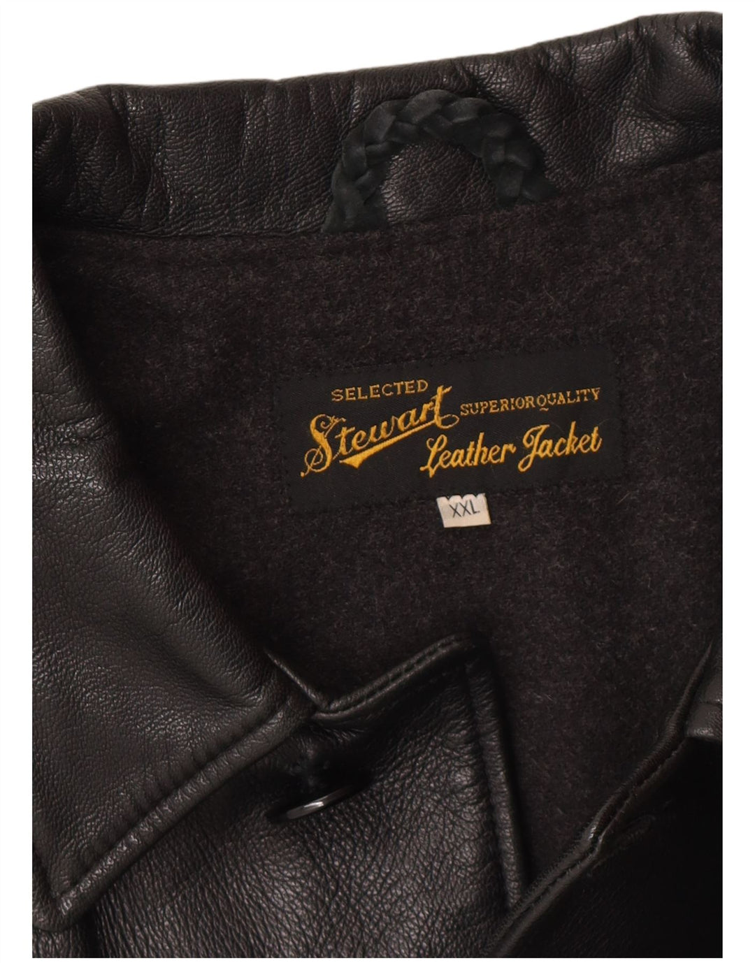 STEWART Chaqueta de cuero para hombre UK 44 2XL Cuero negro clásico