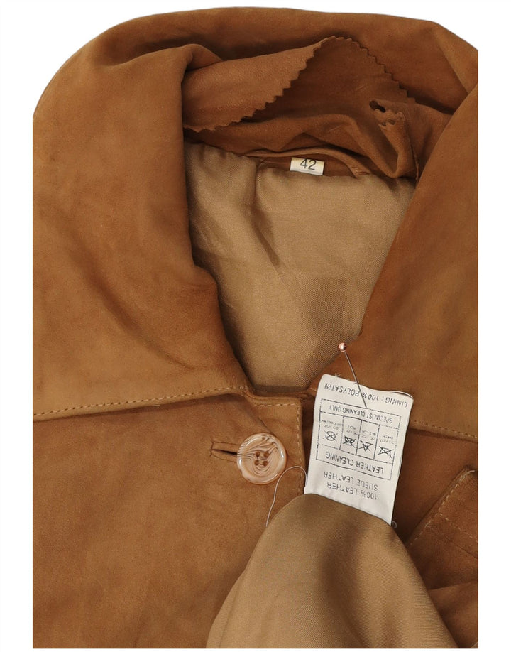 VINTAGE Chaqueta de ante para mujer Reino Unido 16 Cuero marrón grande