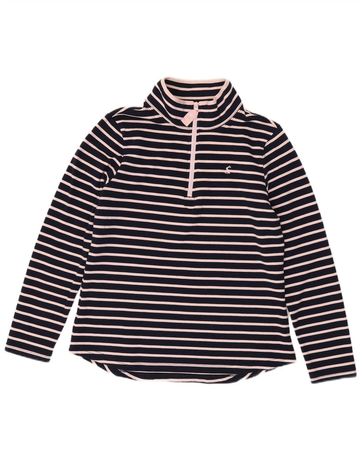 JOULES Sudadera con cuello y cremallera para mujer, talla 44, talla grande, color azul marino a rayas