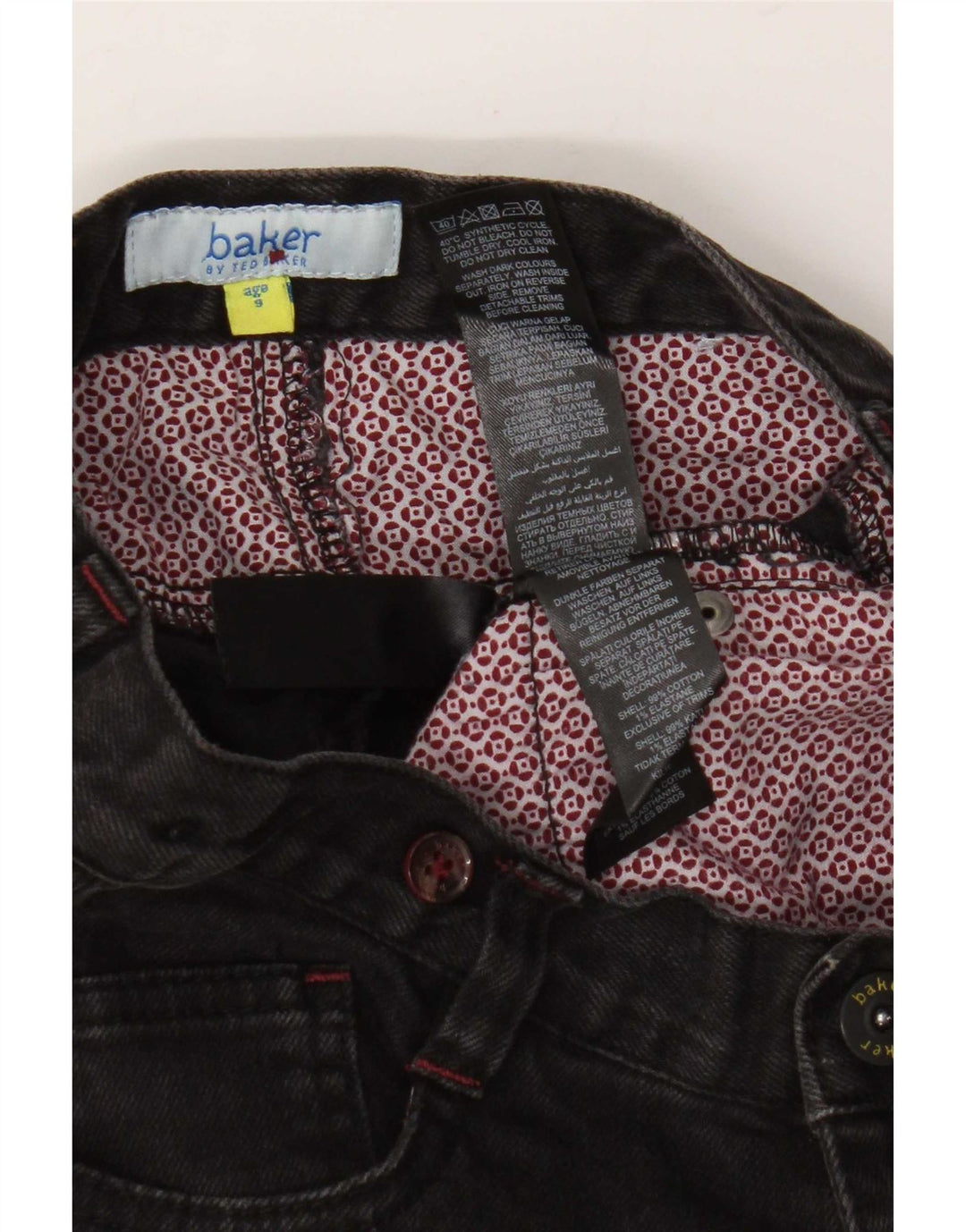 Ted Baker Vaqueros ajustados para niños 8-9 años W24 L22 Algodón negro