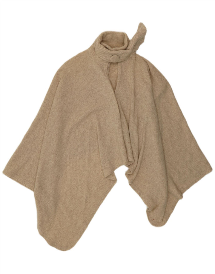 VINTAGE Jersey Poncho para mujer Talla única Lana de cordero beige