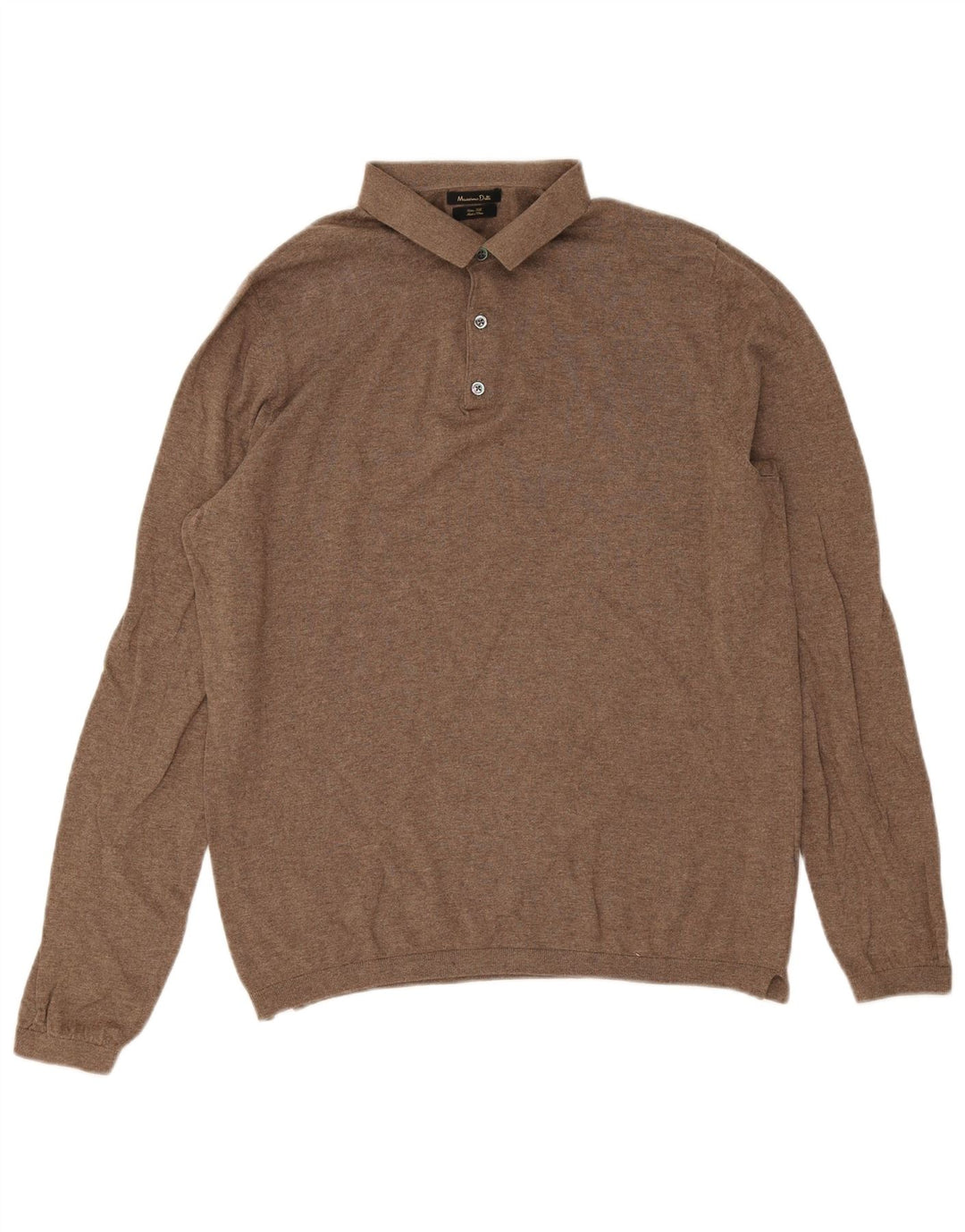 Massimo Dutti Jersey De Cuello Polo Hombre Large Marrón Algodón