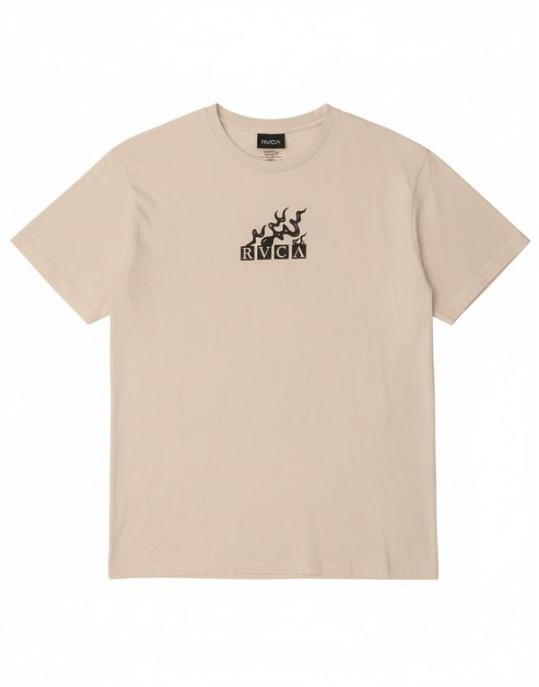 RVCA Camiseta gráfica de ajuste relajado para hombre Top mediano de algodón blanco roto